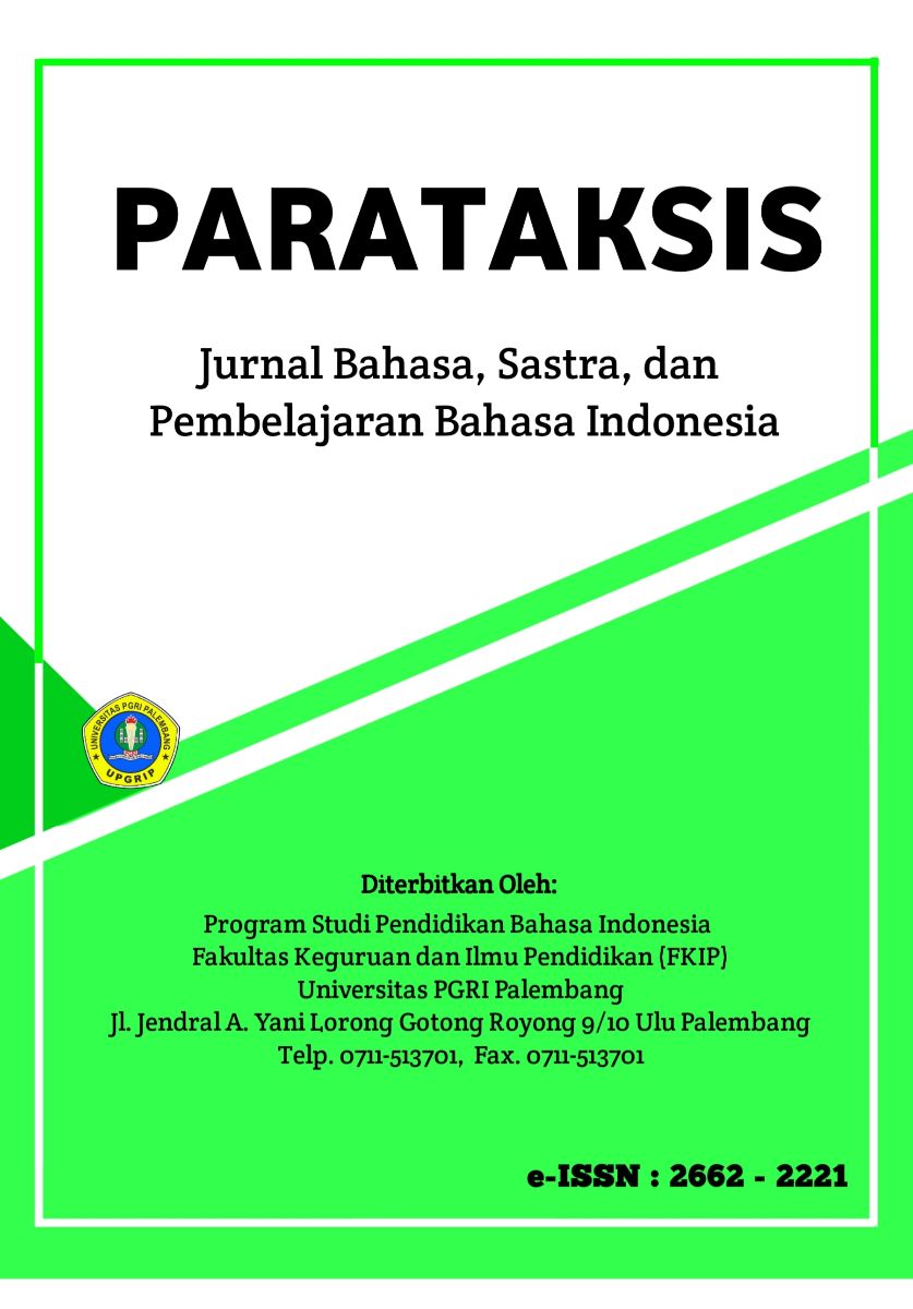 					View Vol. 1 No. 1 (2018): PARATAKSIS: Jurnal Bahasa, Sastra, dan Pembelajaran Bahasa Indonesia
				